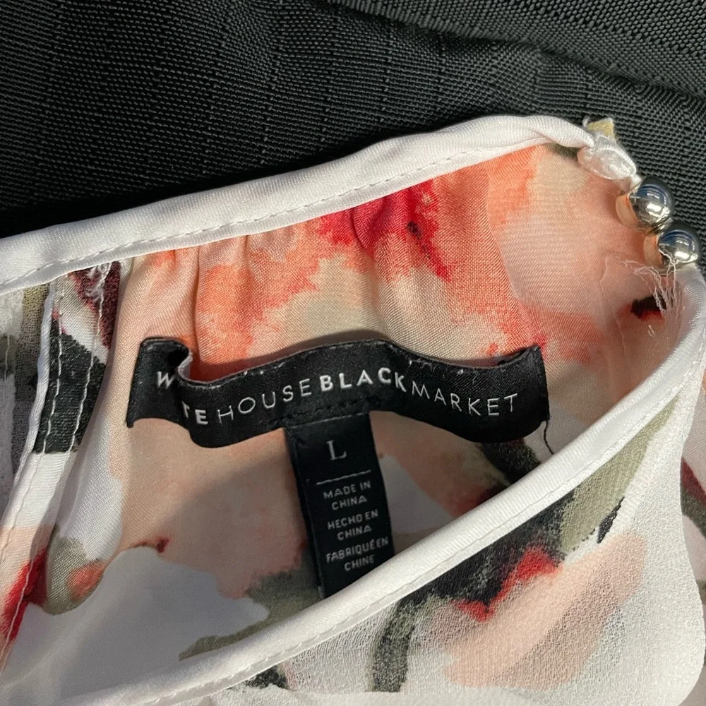 White House Black Market Floral Sleeveless Blouse - Picture 4 of 6
